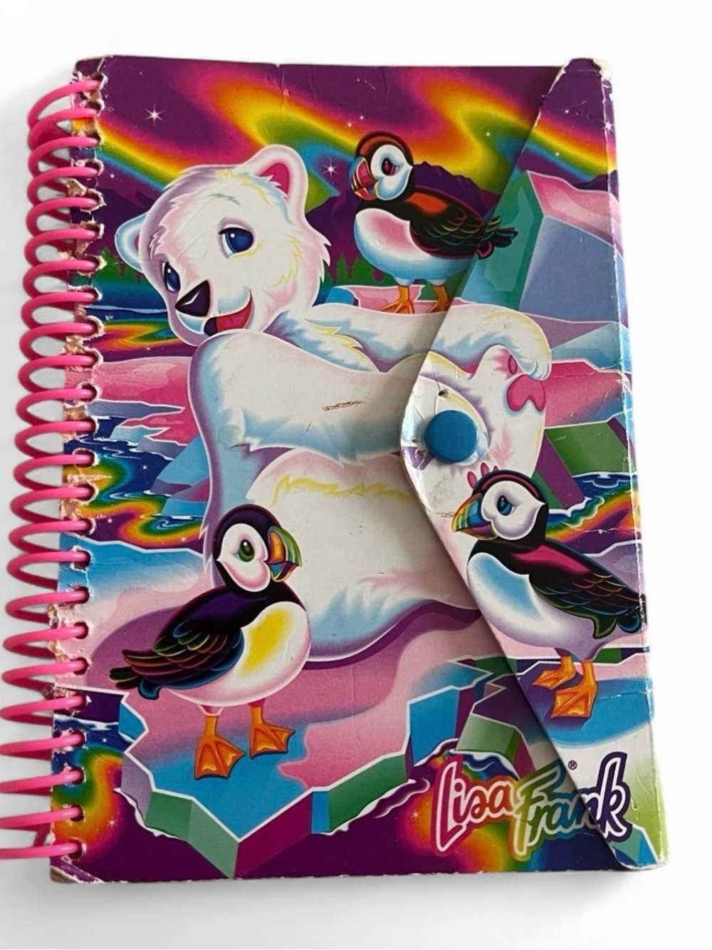 Vintage Lisa Frank Polar Bear Puffin Spiral Notebook Sheets Rainbow 90s Y2K